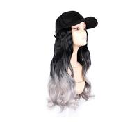 Wig Cap Fashion Black Baseball Cap With Wig Long Wavy Synthetic Hat Wigs Adjustable Hair Hat Wig Wig Hat(3)