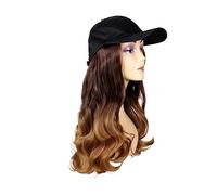 Wig Cap Fashion Black Baseball Cap With Wig Long Wavy Synthetic Hat Wigs Adjustable Hair Hat Wig Wig Hat(6)