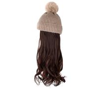 Wig Cap Hat Wig Natural Realistic Wig Cap Removable Hair Extensions Wig Long Curly Hair Removable Fashion Beanie Hat Wig Hat(D)