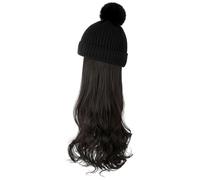 Wig Cap Hat Wig Removable Hair Extensions Wig Long Curly Hair Removable Fashion Beanie Natural Realistic Wig Cap Wig Hat(A)