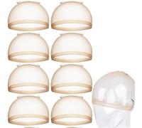 Wig cap HD Wig Cap Transparent Stretchy Hair Caps Thin Invisible Nylon Stocking Secure Your Breathable 8Pcs Wig caps to hold wig in place(RED)