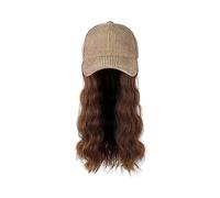 Wig Cap Ladies Fashion Long Curly Hair Wave Synthetic Wig Cap For Winter Detachable One-Piece Black Brown Gray Wig With Hat Wig Hat(E)