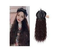 Wig Cap Long Curly Hair Synthetic Hat Wig Adjustable Hat With Hair Natural Hair Extension Ladies Short Wig Straight Wavy Hair Wig Hat(C)