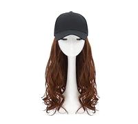 Wig Cap Long Wavy Synthetic Baseball Cap Hair Wig Synthetic Hat Wig Adjustable For Girl Natural Black Brown Color Cap Hair Extensions Wig Hat(4)