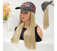 Wig Cap Long Wavy Synthetic Hat Wig Baseball Cap with Hair Extensions Bone Light Blonde Connect Adjustable for Women Hair Caps(12)