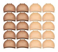 Wig Cap, MORGLES 10pcs Light Brown & 10pcs Dark Brown Stretchy Stocking Wig Caps for Women Men