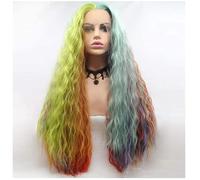 Wig Cap Rainbow Mixed Gradient Natural Wave r Synthetic Lace Front Wig Long Curly Synthetic Long Wavy Natural Wave Cosplay Women Girl Party Fancy Dress Daily Use,Actor,Internet Star, Anchor/