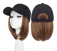 Wig Cap Synthetic 6inch Baseball Wig Bob Black Hat Wigs Cap with Hair Naturally Connect Adjustable Hair Caps(7)