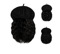 Wig Cap Wave Curly Bob Hat Wig Synthetic Wigs Hat With Hair Extensions Attached 8 Inch Long Wig Hat Cap Wig Hat(8)