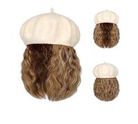 Wig Cap Wave Curly Bob Hat Wig Synthetic Wigs Hat With Hair Extensions Attached 8 Inch Long Wig Hat Cap Wig Hat(9)
