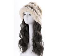 Wig Cap Wavy Curly Wig Hat, Women's Long Hair Wig Hat, Plush Knitted Hat, Natural And Realistic Wig Hat, Suitable For Daily Theme Parties Wig Hat(02)