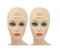 wig cap Wig Cap 2pcs Big Hole Weaving Caps With 4 Clips In Black/Blonde Stretch Mesh For Hair Extensions(Blonde 2pcs)