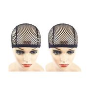 wig cap Wig Cap 2pcs Big Hole Weaving Caps With 4 Clips In Black/Blonde Stretch Mesh For Hair Extensions(Black 2pcs)
