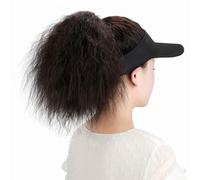 Wig Cap Wig Hat Visor with Ponytail for Women Adjustable with Synthetic Attached Kinky Curly Hair Caps(A)