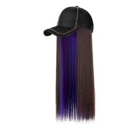 Wig Cap Wig Hat Women Long Straight Hair Peaked Hat Fashion Natural Realistic Wig Hat for Black White Women Synthetic Hat Wig Wig Hat(B)
