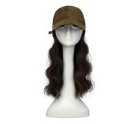 Wig Cap Wig Hat Women's Long Curly Wig Fashionable and Versatile Full Head Cover Embroidered Baseball Wig Hat Wig Hat(B)