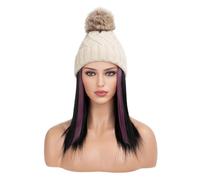 Wig Cap Women's Fashion Plush Hat Wig Medium Short Straight Hair Winter Warm Knitted Hat Exquisite Wig Hat Wig Hat(01)