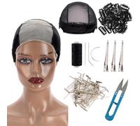 Wig Caps for Women Non Slip, Adjustable Wig Cap with Grip Band for Keeping Wigs in Place, Stocking Grip Wig Caps, Wide HD Transparent Lace Wig Caps for Making Wigs Black Color