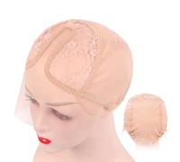 Wig Caps for Women, T-shape Transparent Lace Wig Cap Net, Non-Slip Breathable Wig Grip Cap with Elastic Band for Keeping Wigs in Place Beige, Wig Cap