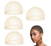 Wig Caps, Luoqun88 Ultra Thin Stretchy Stocking, Skinlike HD Elastic Nylon Mesh, Invisible & Sheer Breathable, Wash-Reuse, Hair Styling Accessory, Sensitive Scalp Protection, Sweat Absorbent (Nude*4)