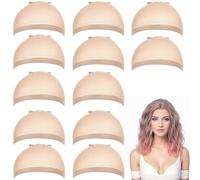 Wig Caps,Ultra Thin Stretchy Stocking,Skinlike HD Elastic Nylon Mesh,Invisible and Sheer Breathable, Comfort Fit, Hair Styling Accessory, Sensitive Scalp Protection, Sweat Absorbent (dark brown*12)