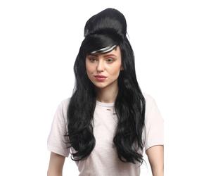 Wig Carnival Black Long Straight Beehive Updo Carmen Spain 60s