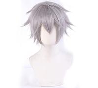 Wig Cosplay Anime Game EVA Nagisa Kaworu Wig Rambut Sintetis Tahan Panas Campuran Abu-abu Pendek + Topi Wig