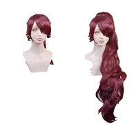 Wig Cosplay Putri Megara Hercules Meg Rambut Sintetis Panjang Merah untuk Dewasa + Topi Wig
