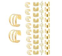 Wig Dreadlock Extension Ring Set - 40 Pieces Gold Silver Electroplated Hollow Rings | Triple Metal Hair Charm Accessory Jewelry | Decorative Braid Hair Decor For Styling Travelling Camping