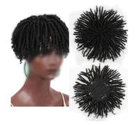 Wig, Dreadlock Hair Topper Wig With Clips Synthetic Braided Half Wigs Short Spiral Braid Hairpieces Afro Curly Toupee For Women 6 In,Human hair wig