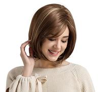 Wig Dummy, Women's Wig Short Brown Portable Durable Straight Synthetic Cosplay Bingle Wig for Hairdresser Cosmetologist Barber Shops