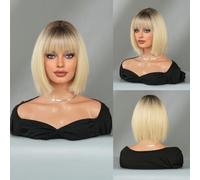 Wig European And American Ladies With Short Hair, Highlighted Bob, Short Straight Hair