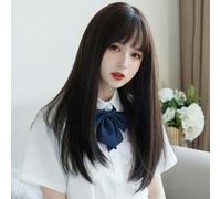 Wig Female Air Bangs Medium Long Straight Hair Cos Medium Long Hair Complete Set