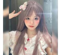 Wig Female Air Bangs Natural Artificial Hair Long Straight Hair Full Headband Thin Rattan Color 60Cm