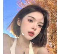Wig Female Cool Brown Short Hair Middle Parted Bangs Age-Reducing Natural Bob Summer Full Headband Style