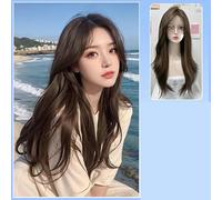 Wig Female Long Hair Full Head Wig Natural Simulation Long Curly Hair Big Wave Wig Set Cold Brown