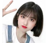 Wig Female Short Hair Bobo Hair Cover Black Gradient Haze Blue Bob Full Head Cover