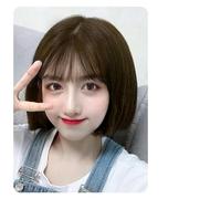 Wig Female Short Hair Bobo Hair Cover Black Gradient Haze Blue Bob Full Head Cover