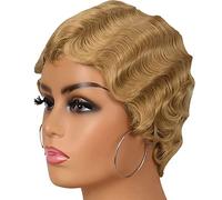 Wig Finger Wave Wig Glueless Wear and Go Wig Short Syntheyic Curly Wigs for Black Women Nuna Wig 1920s Cosplay Costume Halloween Party Daily Use