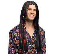 Boland 10103250 Flower Power Adult Wig, Black, Standard Size