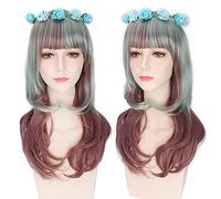 Wig for 2018 Cosplay Wig 60cm Long Curly Wavy Lolita Wig Heat Resistant Synthetic Hair Wig Green Brown Mxed Harajuku