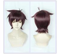 Wig for Amine Sarazanmai Cosplay Kazuki Yasaka Wig Brown Purple Short Synthetic Hair Halloween Cosplay Costume Wigs + Wig Cap