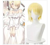 Wig for Anime Come Back Lord Devil Aku Short Blonde Bangs Heat Resistant Synthetic Hair Cosplay Props Halloween Party + Free Wig Cap