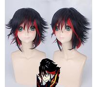 Wig for Anime Kill LA Kill cosplay wig Matoi Ryuko Black Red Wigs Short Curly Heat Resistant Synthetic Hair + wig cap One Size Matoi Ryuko wig 291
