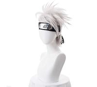 Wig For Anime Ninja Hatake Kakashi Cosplay Wig Silver White Short Heat Resistant Sythentic Hair Wigs + Headband + Mask M WigwithHeadband