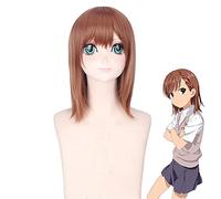 Wig for Anime Toaru Kagaku no Railgun Misaka Mikoto Brown Short Straight Wig Cosplay Heat Resistant Synthetic Hair Wig+ Free wig cap