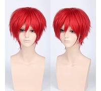 Wig for Anime Wigs Cosplay Christmas Cos Wig Juvenile Reverse Warped Short Hair Color Universal Men'S Wig Cosplay Anime Wig Color:Pl-002-6#Red