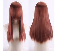 Wig for Anime Wigs Cosplay Christmas Cosplay Anime Wig High Temperature Silk Rose Net Colorful 60Cm Thickening Long Straight Hair Color:Zf60-2 Thickening