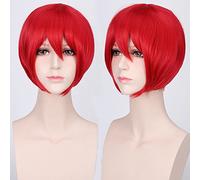 Wig for Anime Wigs Cosplay Christmas Cosplay Wig Multicolor Universal Face Short Hair Msn Black And White Short Hair Bobo Headgear Wig Color:K047-8 Dark Red