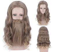Wig for Anime Wigs Cosplay Christmas Fat Thor Short Curly Hair + Beard Cosplay Marvel Movie Wig